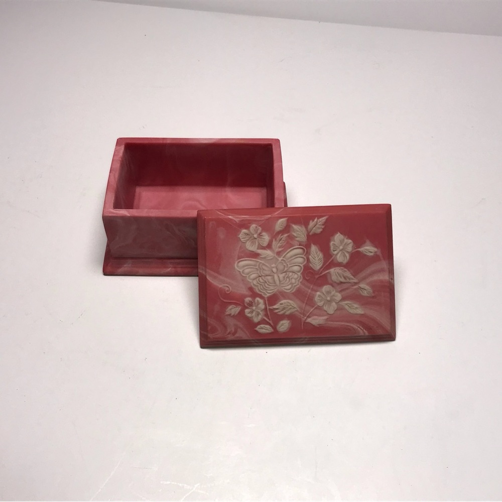 Vintage 1970 Rare Design Robert Nemith| Pink Butterfly Floral Design Storage Box